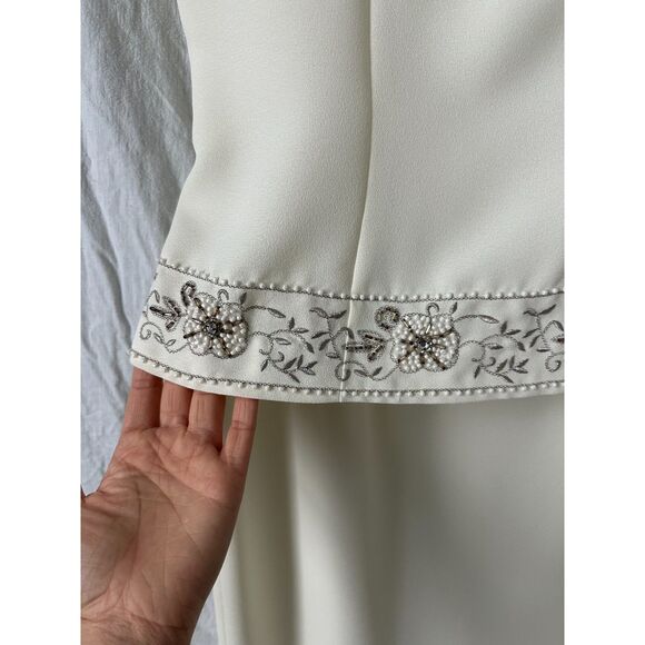 NWT Jessica Howard Short Sleeve Formal Ivory Beaded Maxi Dress Women's Size 10 - Picture 5 of 9